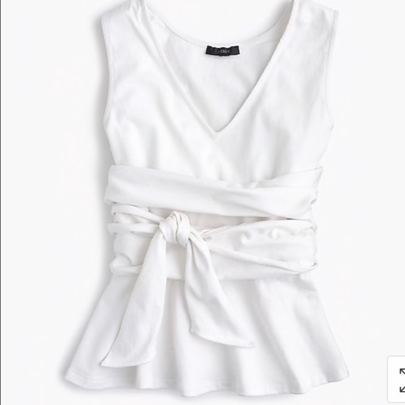 J. Crew Tops - J Crew white sleeveless top with wrap tie detail
